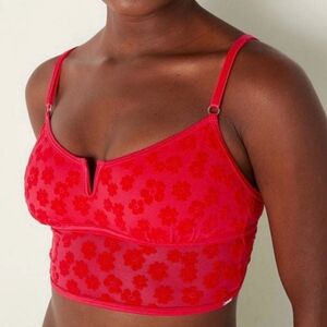 VS Pink Red Pepper Velvet Lightly Lined Bralette Size Medium